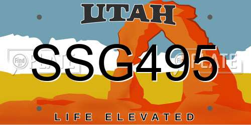 SSG495 Utah License Plate