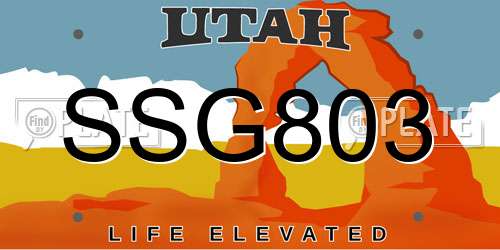 SSG803 Utah License Plate