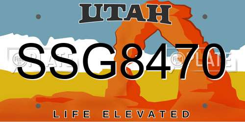 SSG8470 Utah License Plate
