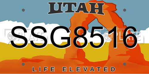 SSG8516 Utah License Plate