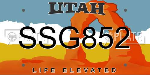 SSG852 Utah License Plate
