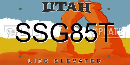 SSG85T Utah License Plate