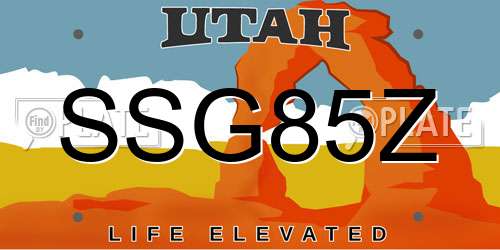 SSG85Z Utah License Plate