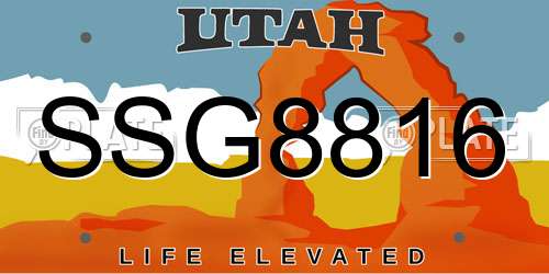 SSG8816 Utah License Plate