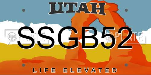 SSGB52 Utah License Plate