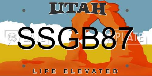 SSGB87 Utah License Plate
