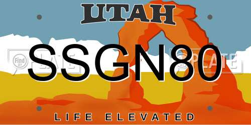 SSGN80 Utah License Plate