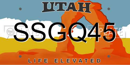 SSGQ45 Utah License Plate