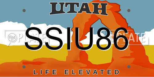SSIU86 Utah License Plate