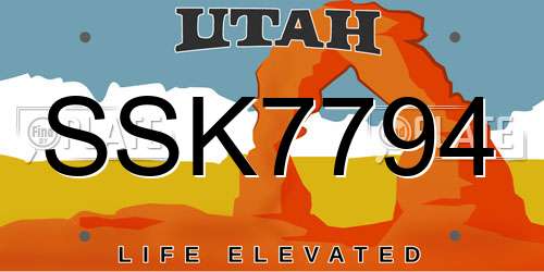 SSK7794 Utah License Plate