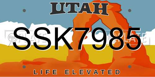 SSK7985 Utah License Plate