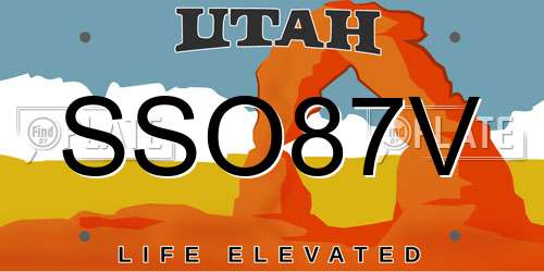 SSO87V Utah License Plate