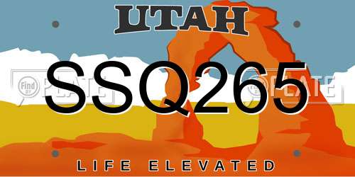 SSQ265 Utah License Plate