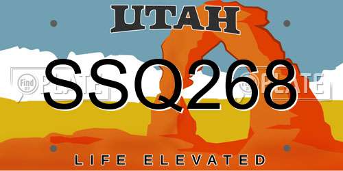 SSQ268 Utah License Plate