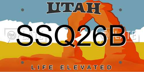 SSQ26B Utah License Plate