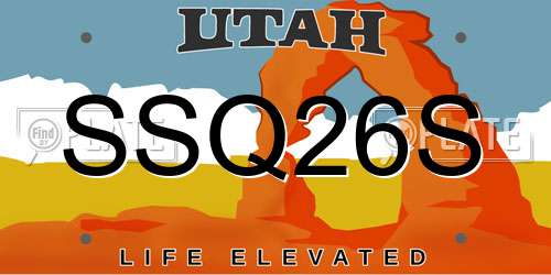 SSQ26S Utah License Plate
