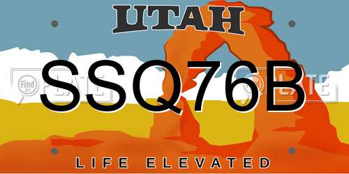 SSQ76B Utah License Plate