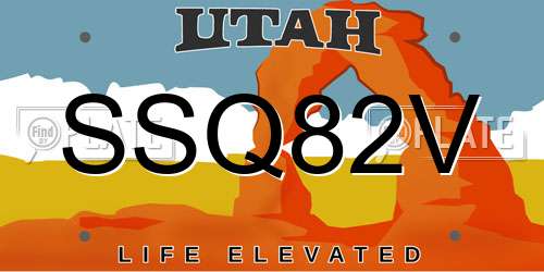 SSQ82V Utah License Plate