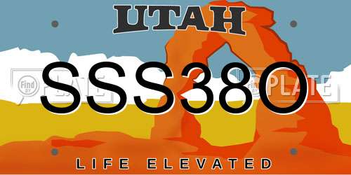 SSS38O Utah License Plate