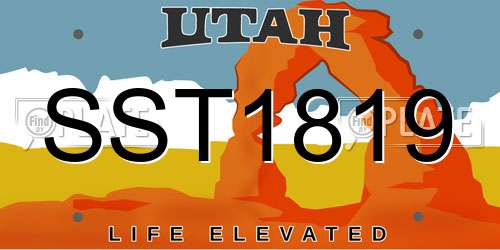 SST1819 Utah License Plate