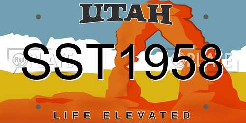 SST1958 Utah License Plate