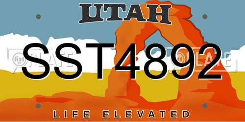 SST4892 Utah License Plate