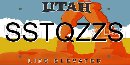 SSTQZZS Utah License Plate