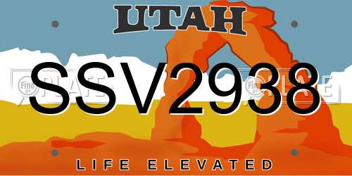 SSV2938 Utah License Plate