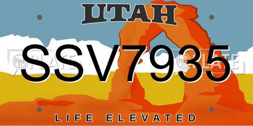 SSV7935 Utah License Plate