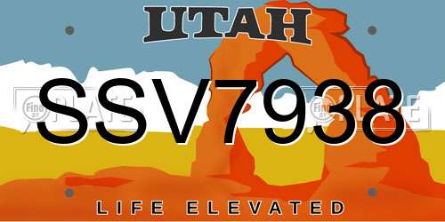 SSV7938 Utah License Plate