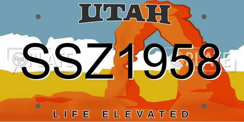 SSZ1958 Utah License Plate
