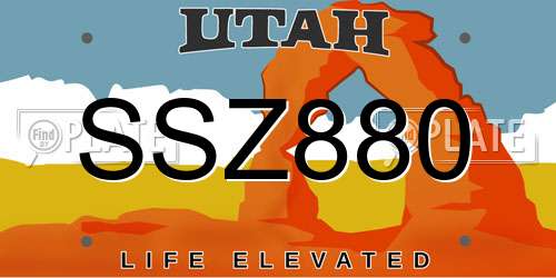 SSZ880 Utah License Plate