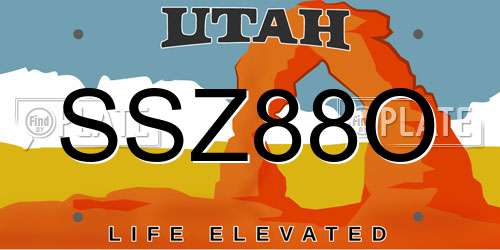 SSZ88O Utah License Plate