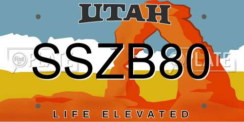 SSZB80 Utah License Plate
