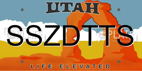 SSZDTTS Utah License Plate