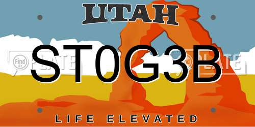ST0G3B Utah License Plate