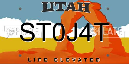 ST0J4T Utah License Plate