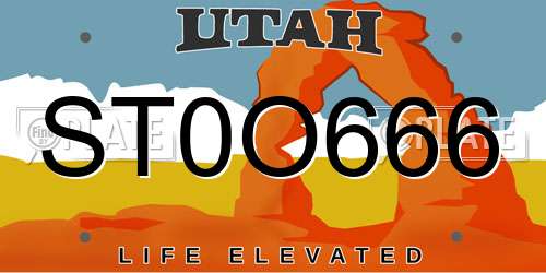 ST0O666 Utah License Plate