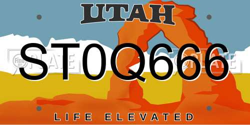 ST0Q666 Utah License Plate