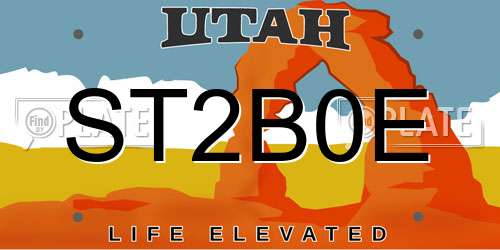 ST2B0E Utah License Plate