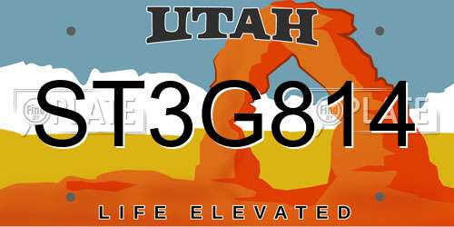 ST3G814 Utah License Plate