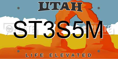 ST3S5M Utah License Plate