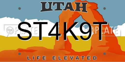 ST4K9T Utah License Plate