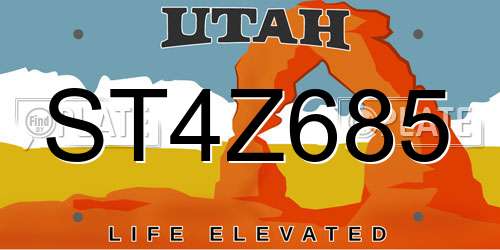 ST4Z685 Utah License Plate