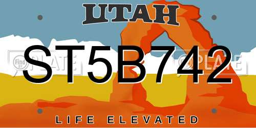 ST5B742 Utah License Plate