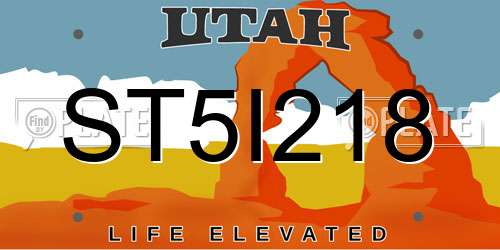 ST5I218 Utah License Plate