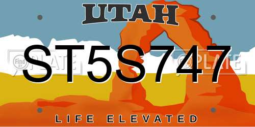 ST5S747 Utah License Plate