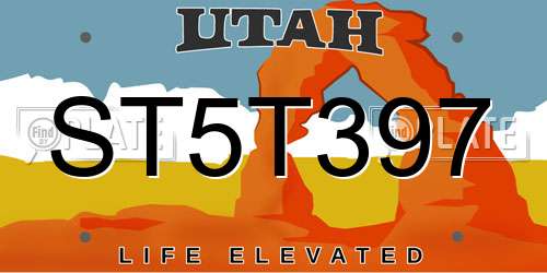 ST5T397 Utah License Plate