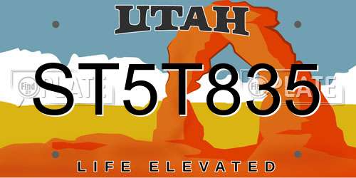 ST5T835 Utah License Plate
