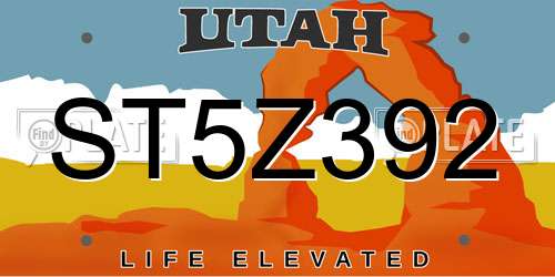 ST5Z392 Utah License Plate